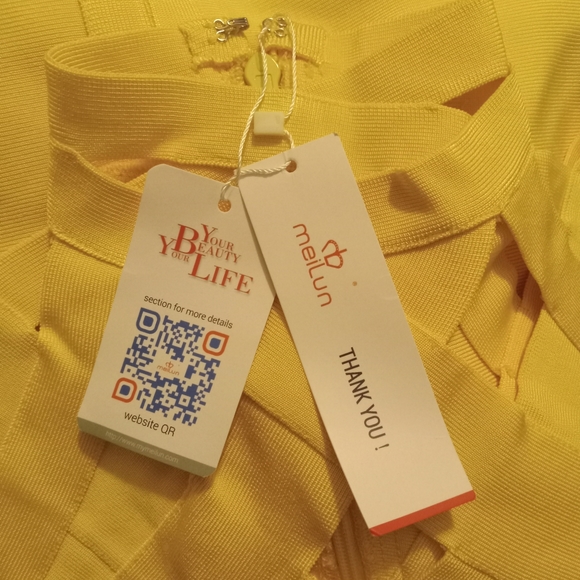 MEILUN BANDAGE STRECH YELLOW DRESS - Picture 5 of 9